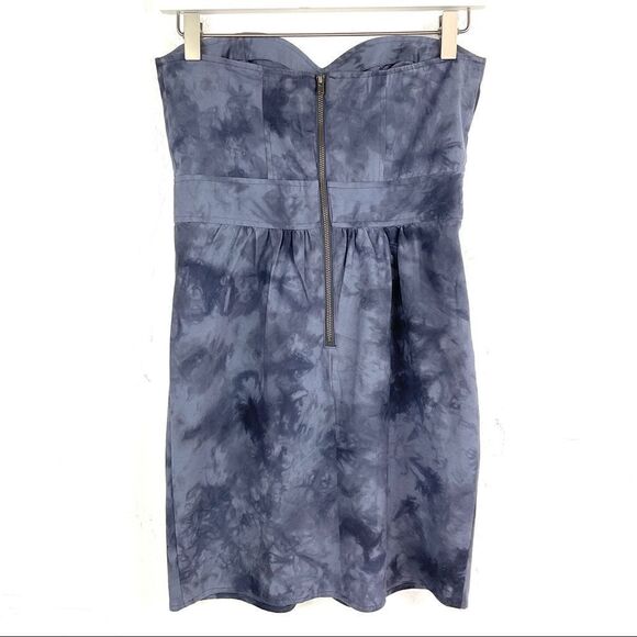 Roxy Gray Blue Tie Dye Sweetheart Sleeveless Strapless Mini Dress 5 - Picture 4 of 5
